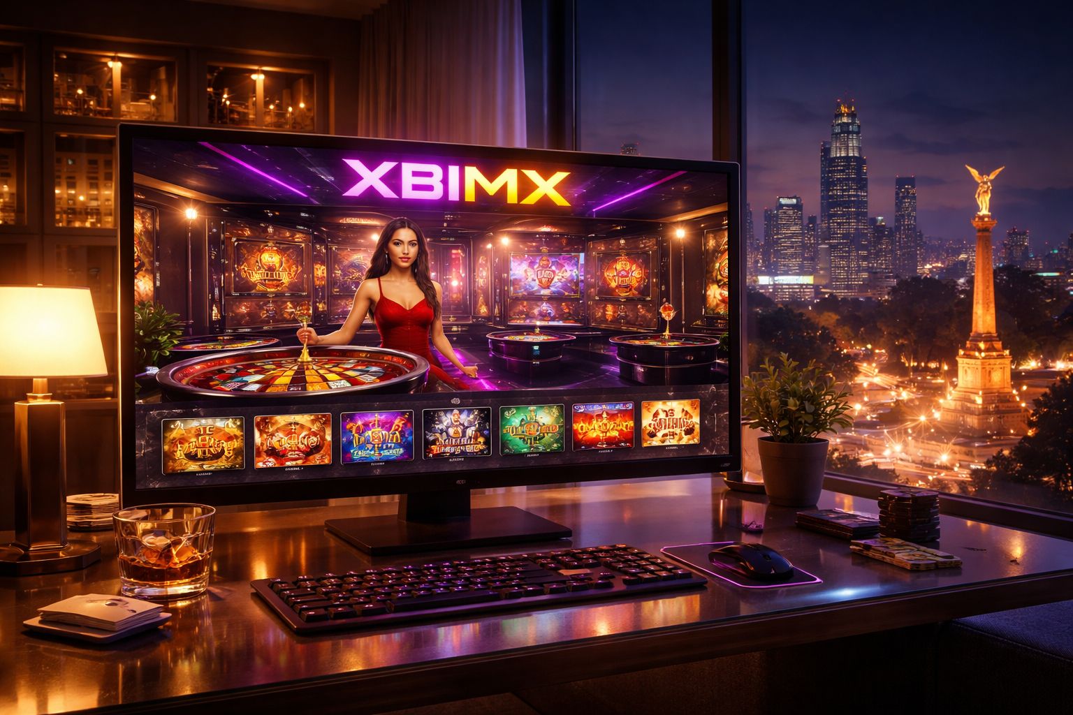 Página principal de XBIMX Casino mostrando juegos en vivo y tragamonedas en México